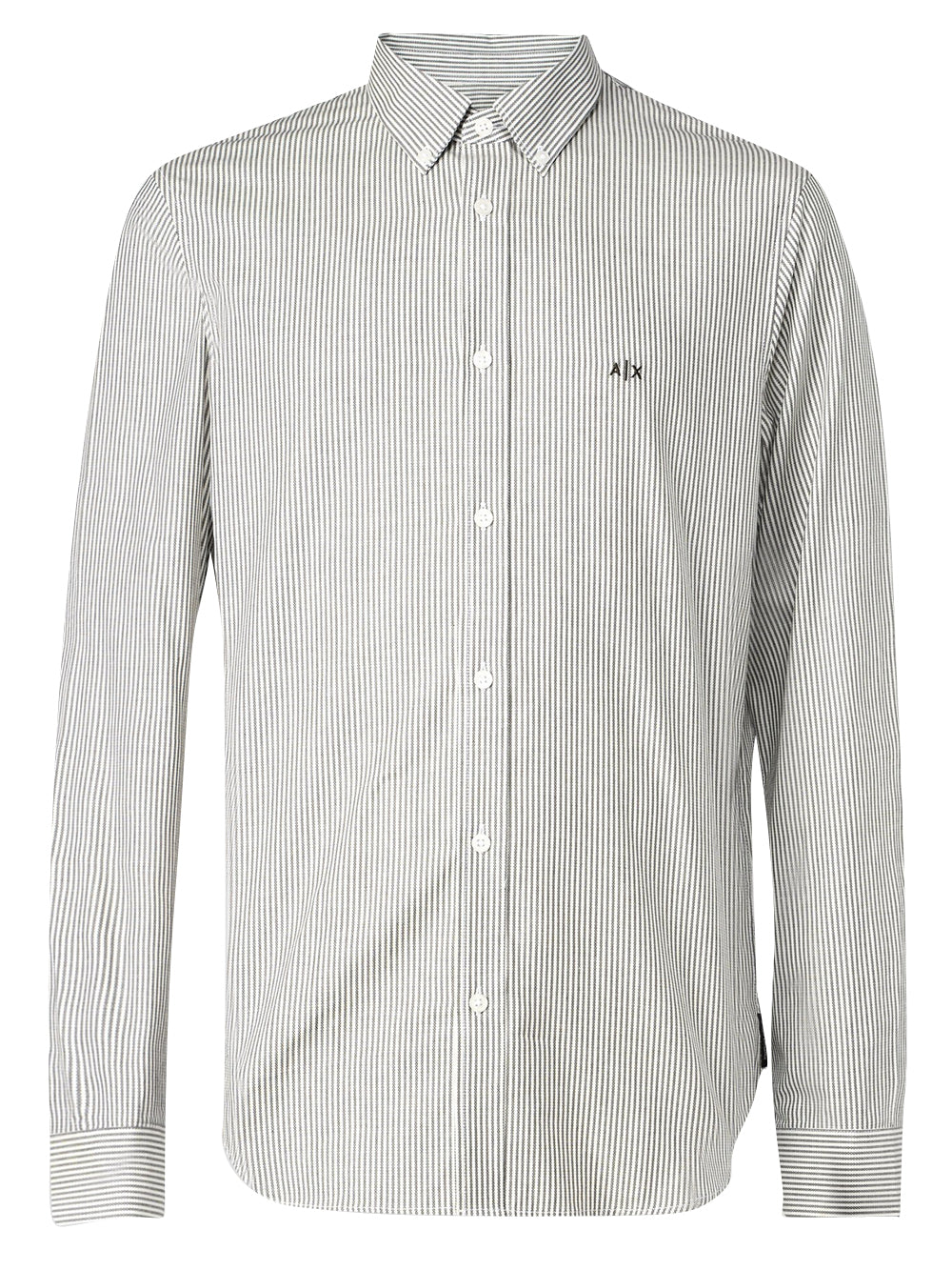 AX ARMANI U Camicia basic fantasia con piccolo logo B.CO NERO