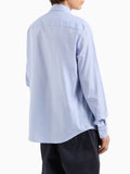 AX ARMANI U Camicia basic classic con piccolo logo celeste
