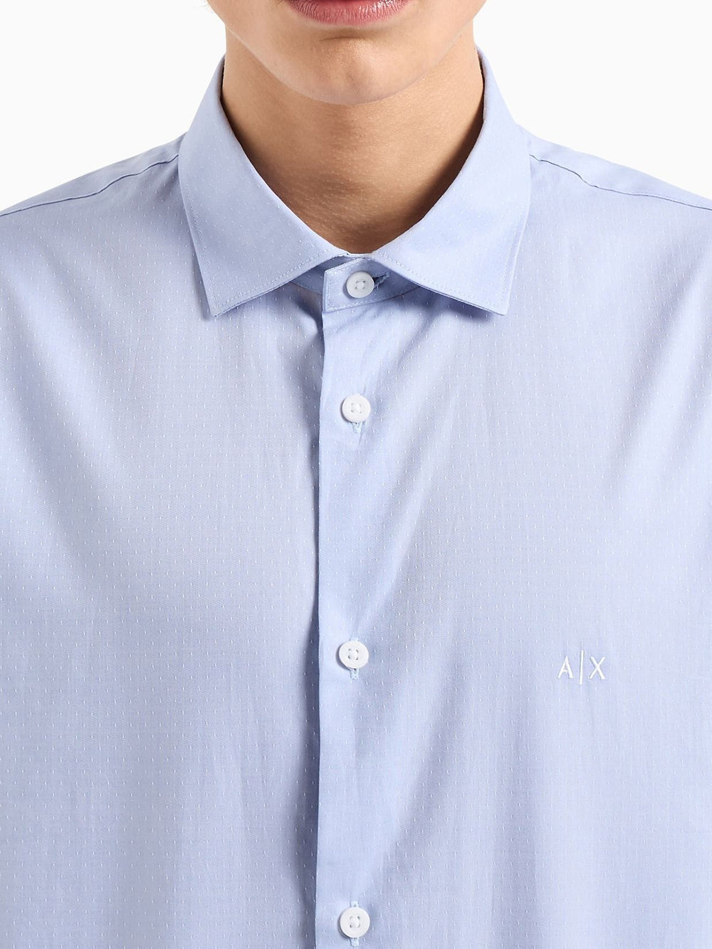 AX ARMANI U Camicia basic classic con piccolo logo celeste