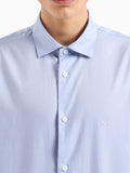 AX ARMANI U Camicia basic classic con piccolo logo celeste