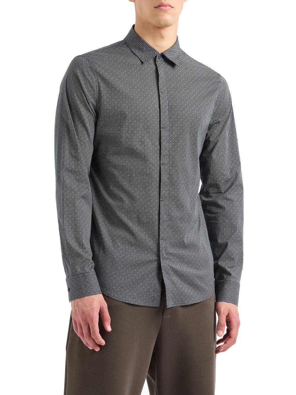 AX ARMANI U Camicia loghi con piccolo logo NAVY/BEIGE