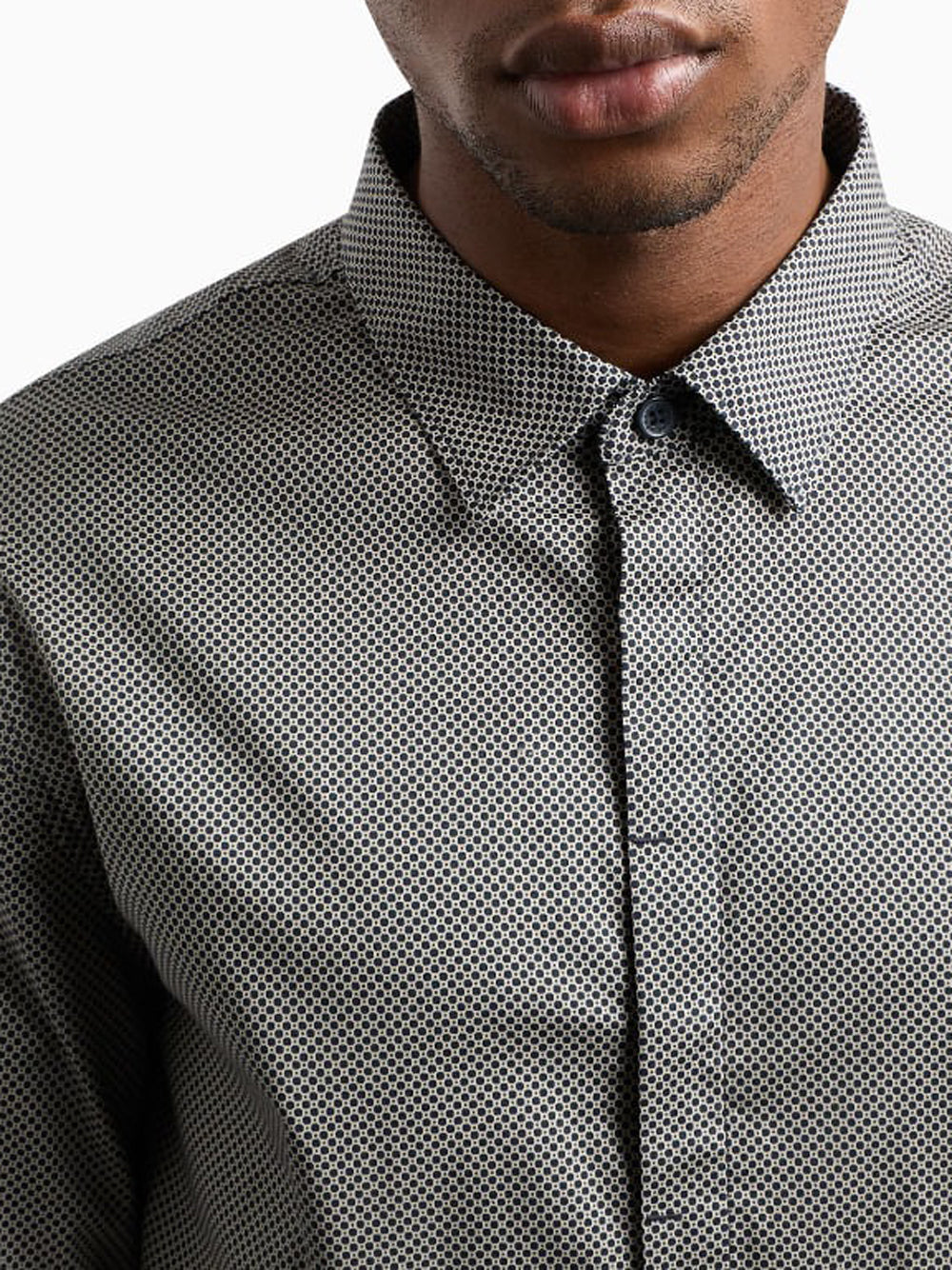 AX ARMANI U Camicia fantasia con piccolo logo GRIGIO/NERO