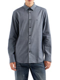 Camicia microfantasia con piccolo logo