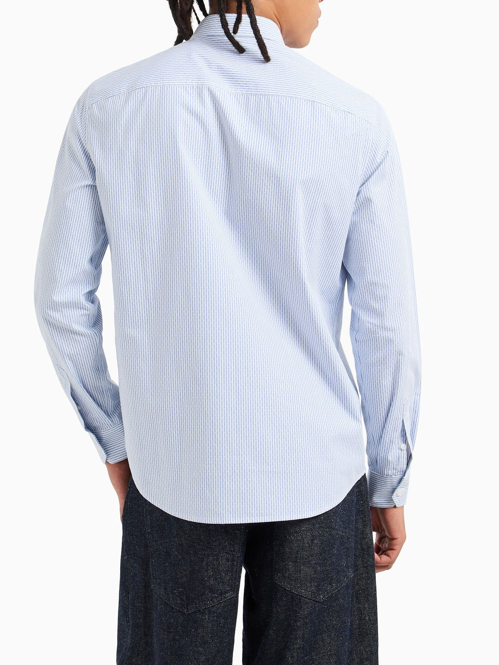AX ARMANI U Camicia a righe classic B.CO/CELESTE