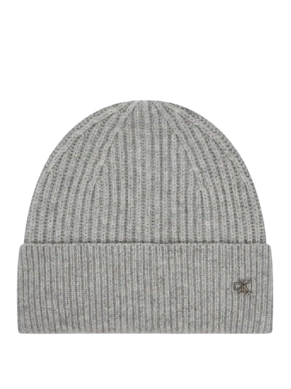 CK ACC.D COL Cappellino a costine con logo metal GRIGIO CHIARO