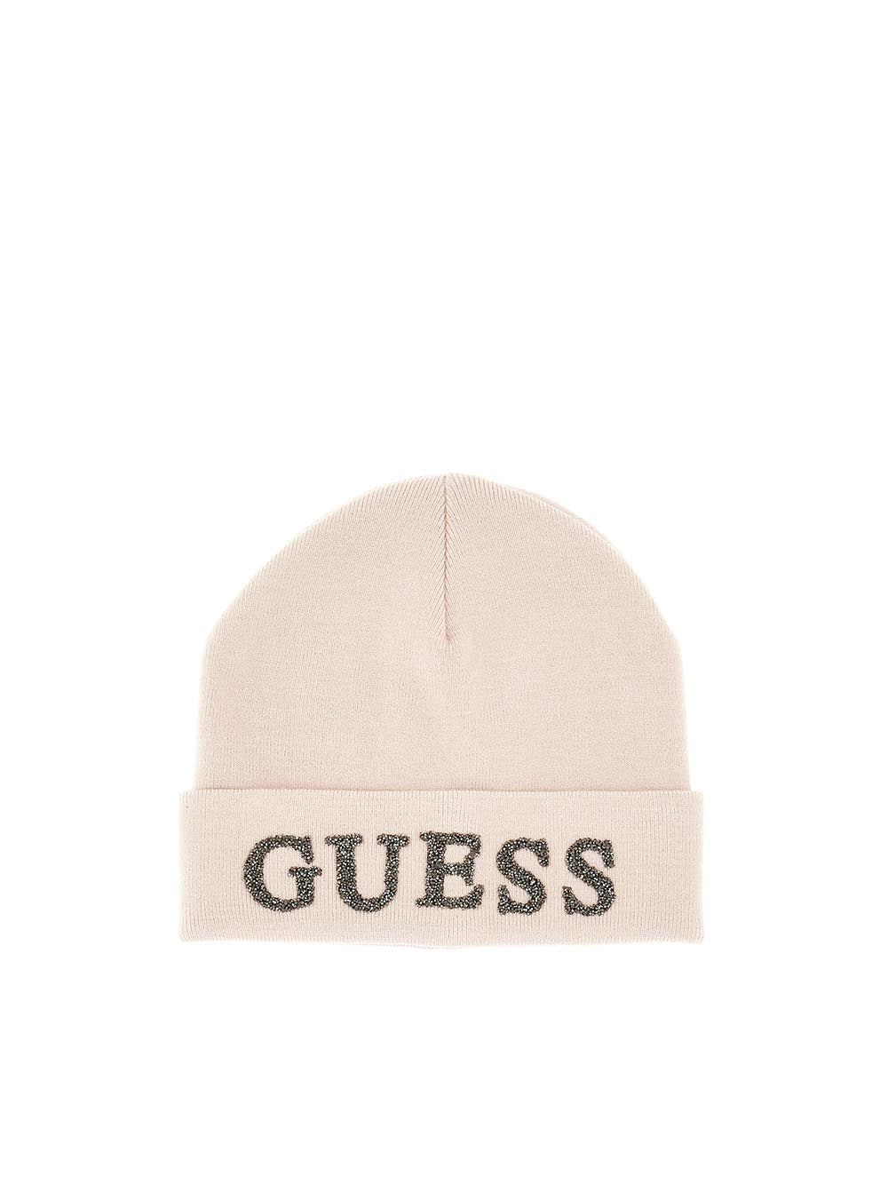 GUESS ACC D COL Cappellino beanie con logo cipria