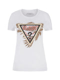 GUESS APP D PRE T-shirt stampa triangle palm bianco