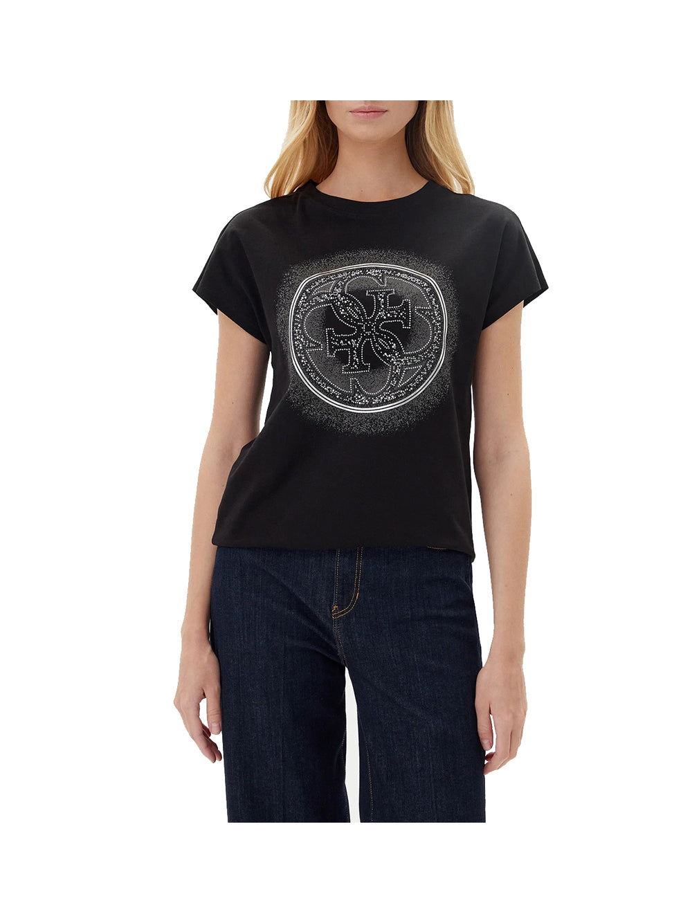 GUESS APP D PRE T-shirt logo 4g shaded hotfix nero