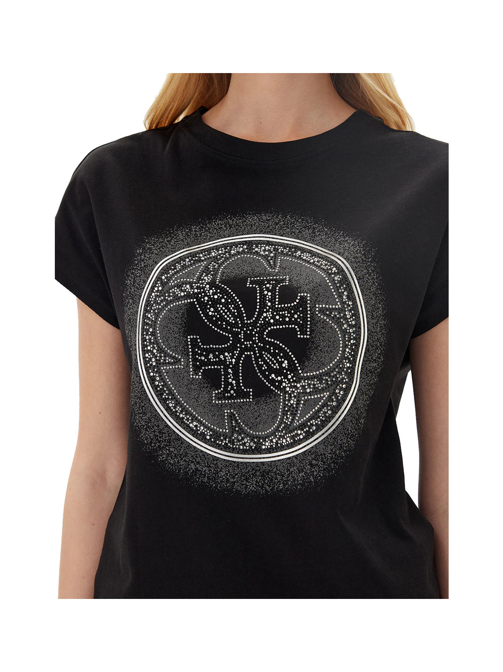 GUESS APP D PRE T-shirt logo 4g shaded hotfix nero