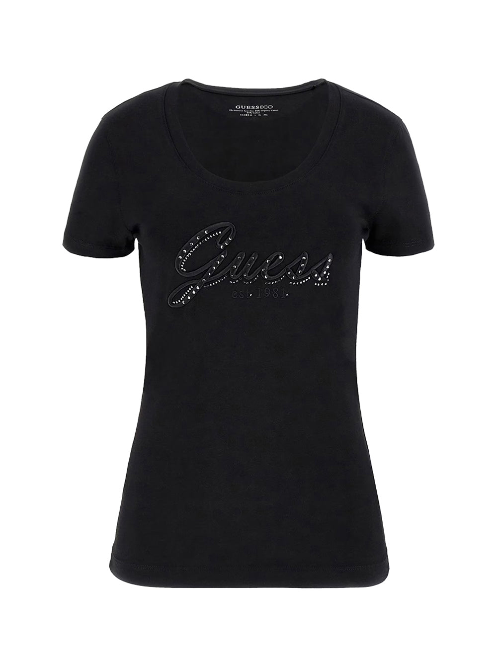 GUESS APP D PRE T-shirt embro script logo nero