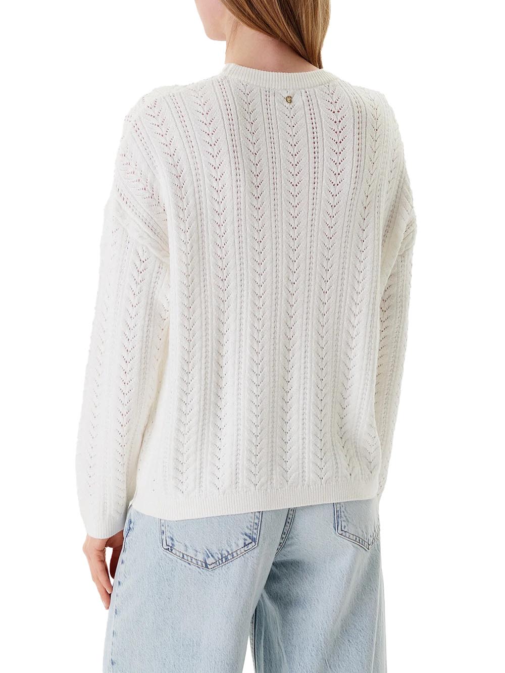 GUESS APP D PRE Maglioncino Sylvie Pointelle bianco