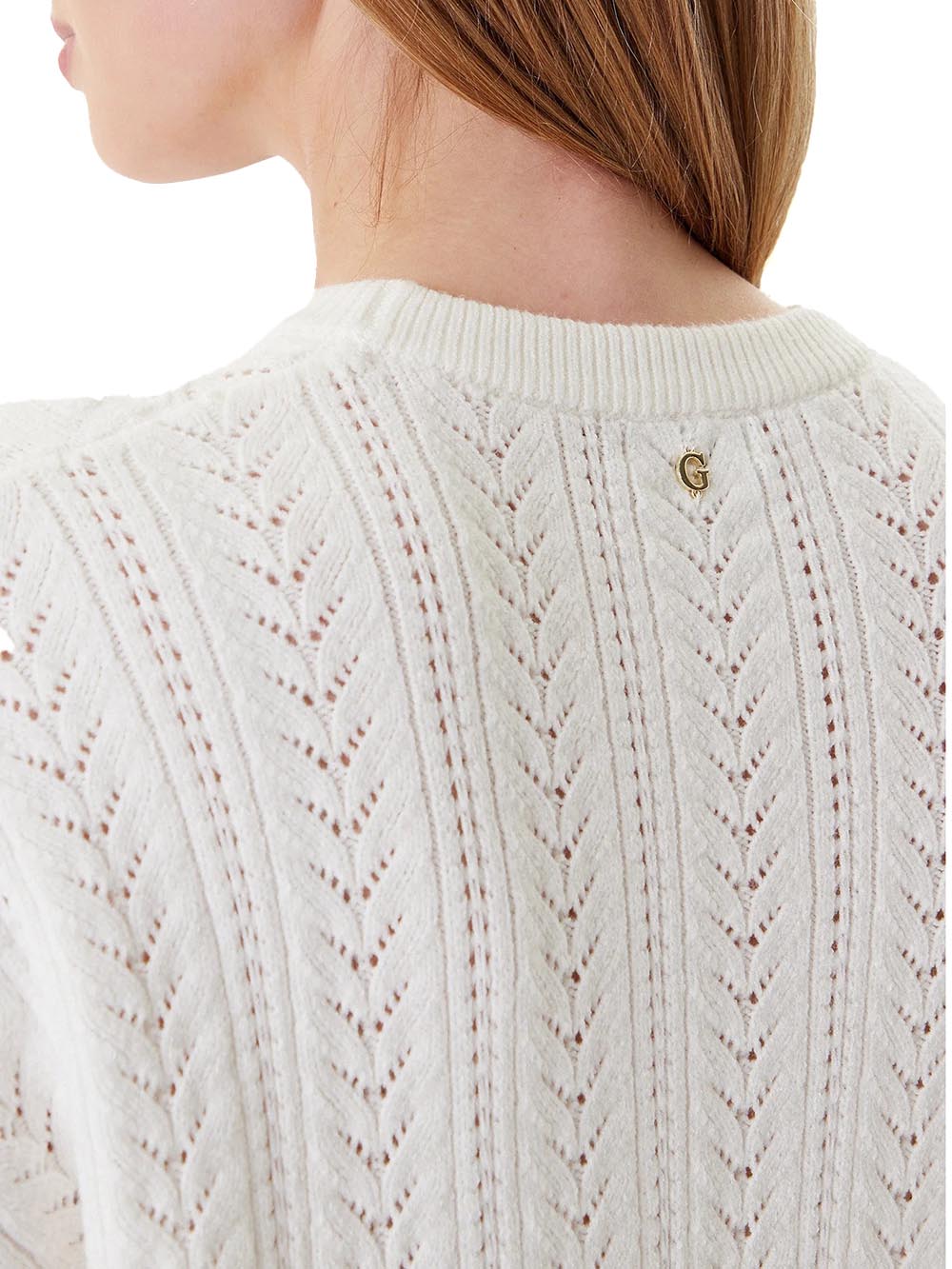 GUESS APP D PRE Maglioncino Sylvie Pointelle bianco