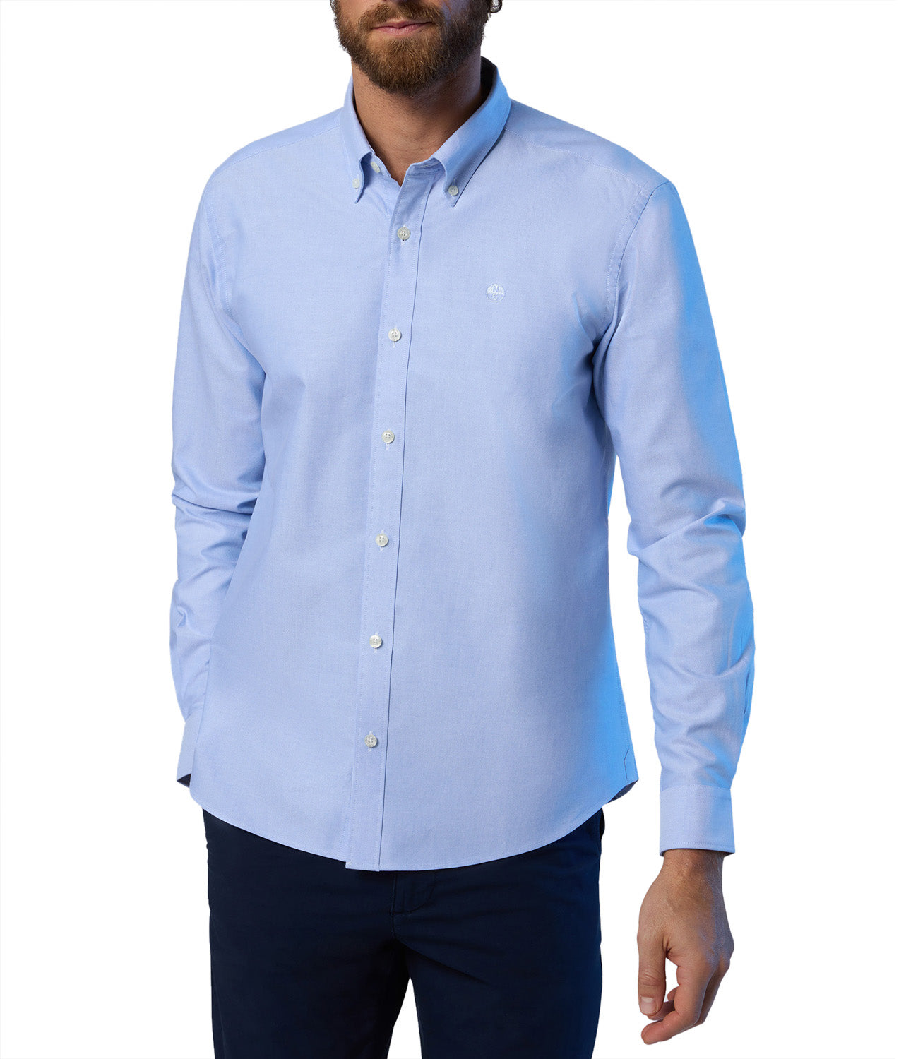 Camicia casual in cotone botton down con piccolo logo