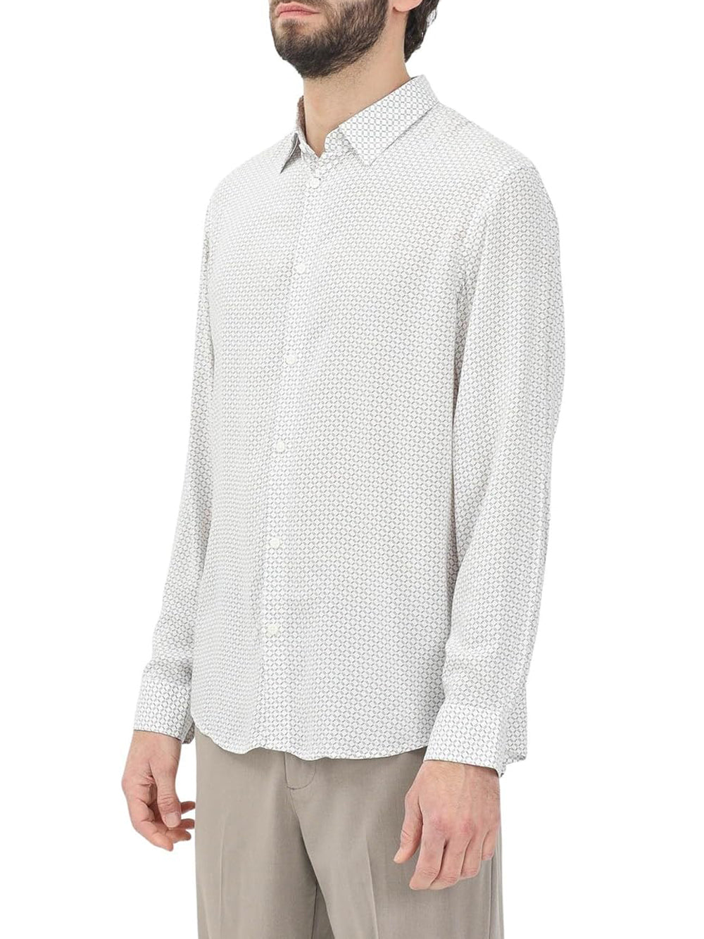 AX ARMANI U Camicia in viscosa con fantasia bianco
