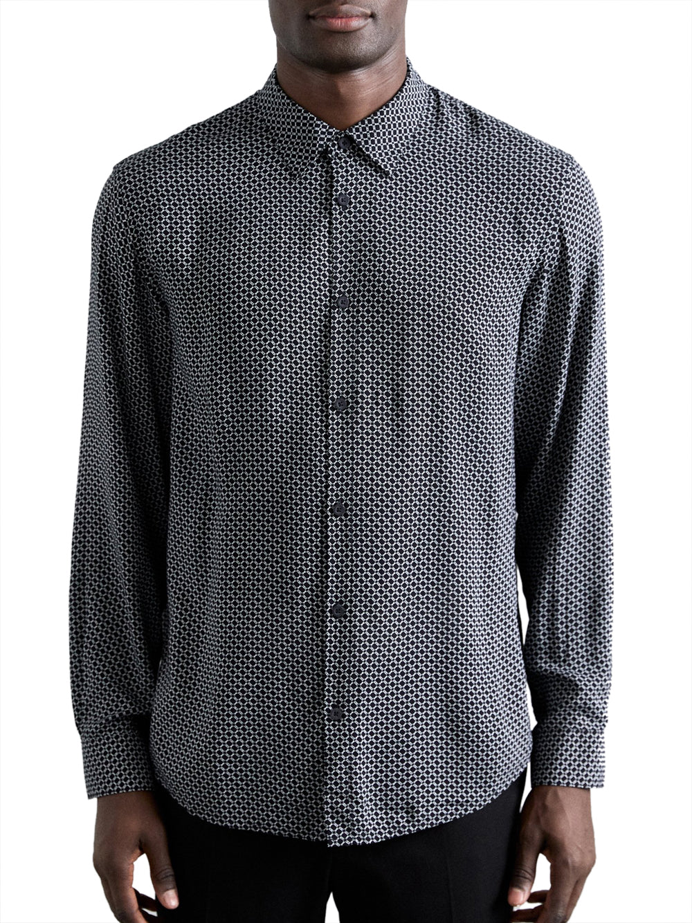 AX ARMANI U Camicia in viscosa fantasia BLU SCURO