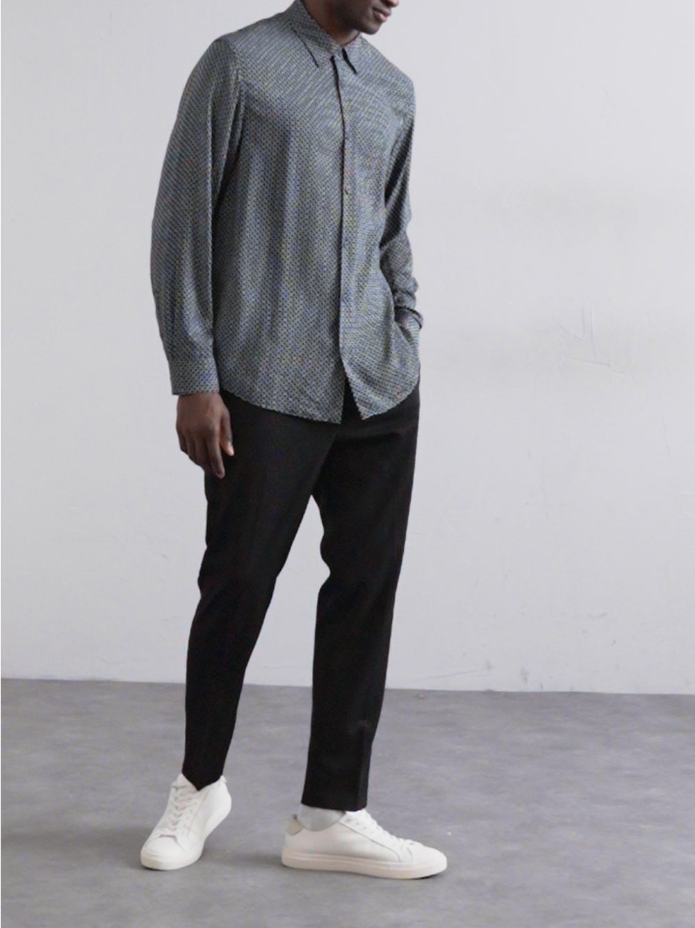 AX ARMANI U Camicia in viscosa fantasia BLU SCURO