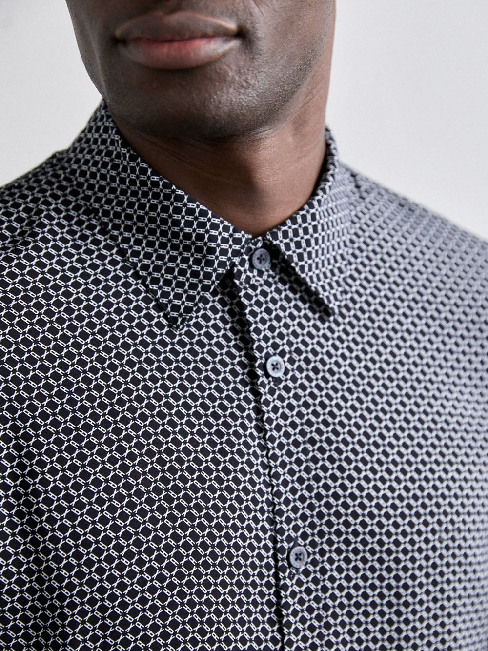 AX ARMANI U Camicia in viscosa fantasia BLU SCURO