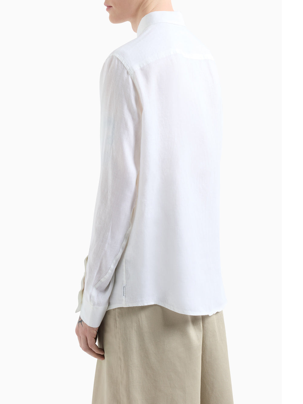 AX ARMANI U Camicia casual di lino bianco