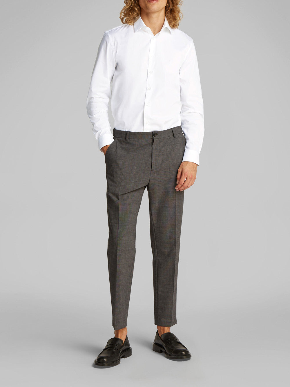 Camicia in popeline stretch regular