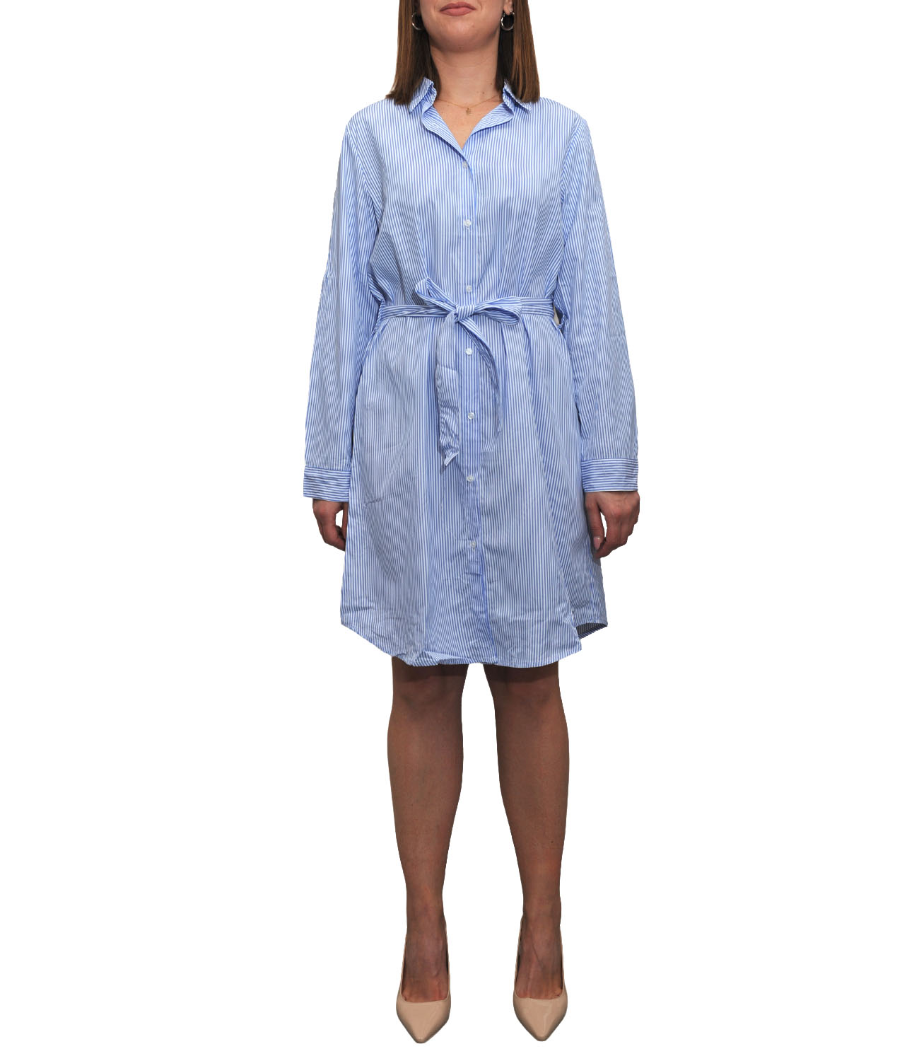 CLERY+R DS&C Abito Chemisier in Cotone a righe B.CO/AZZURRO