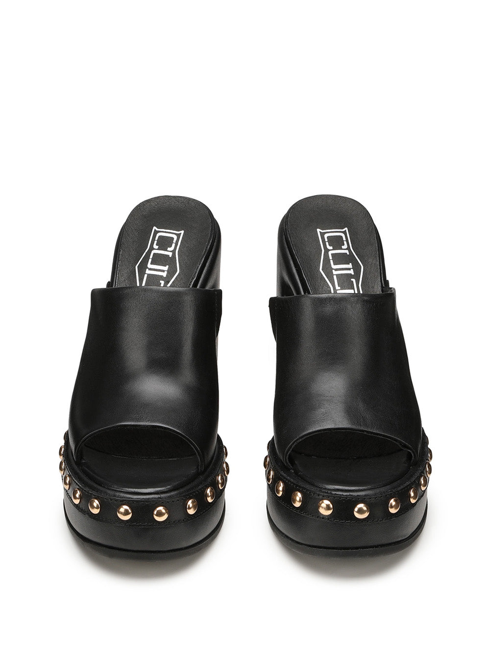 CULT D Ciabatte con tacco alto borchie Bjork nero