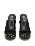 CULT D Ciabatte con tacco alto borchie Bjork nero