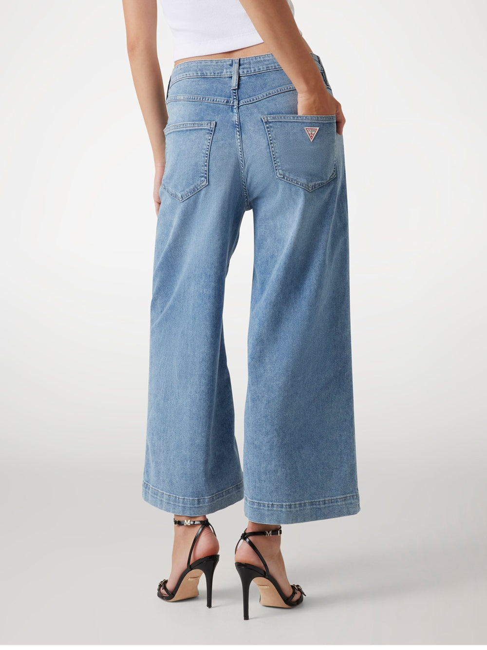GUESS APP D COL Jeans cropped wide leg DENIM CHIARO