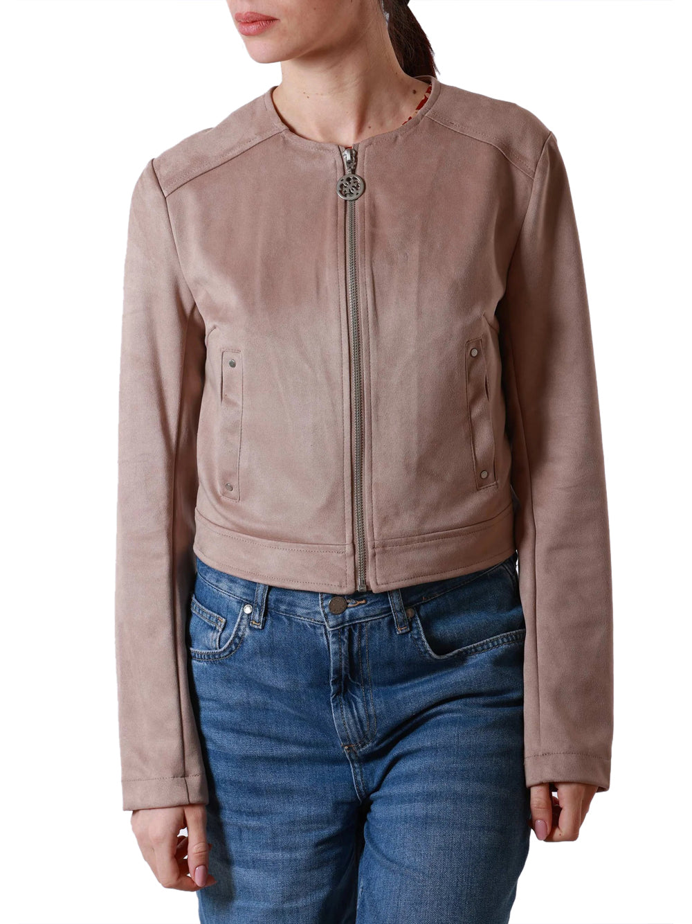 GUESS APP D PRE Giubbino seraphine suede cropped sabbia