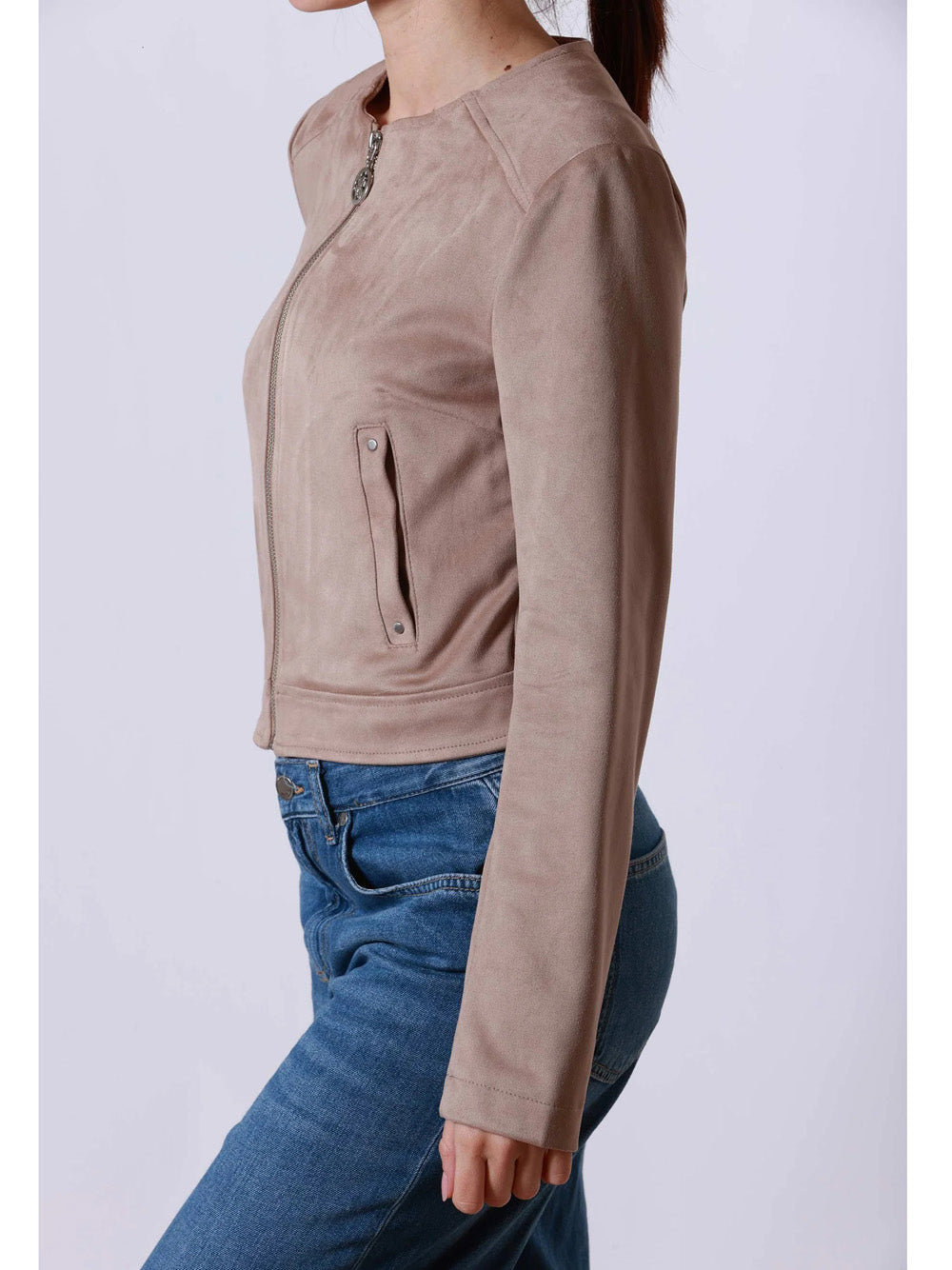 GUESS APP D PRE Giubbino seraphine suede cropped sabbia