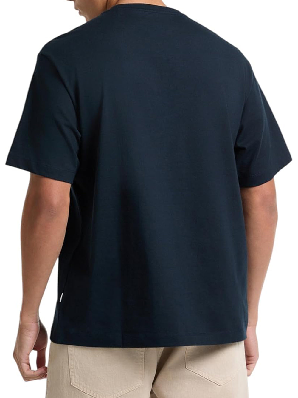 GUESS J U PRE T-shirt regular riga sul petto BLU/B.CO