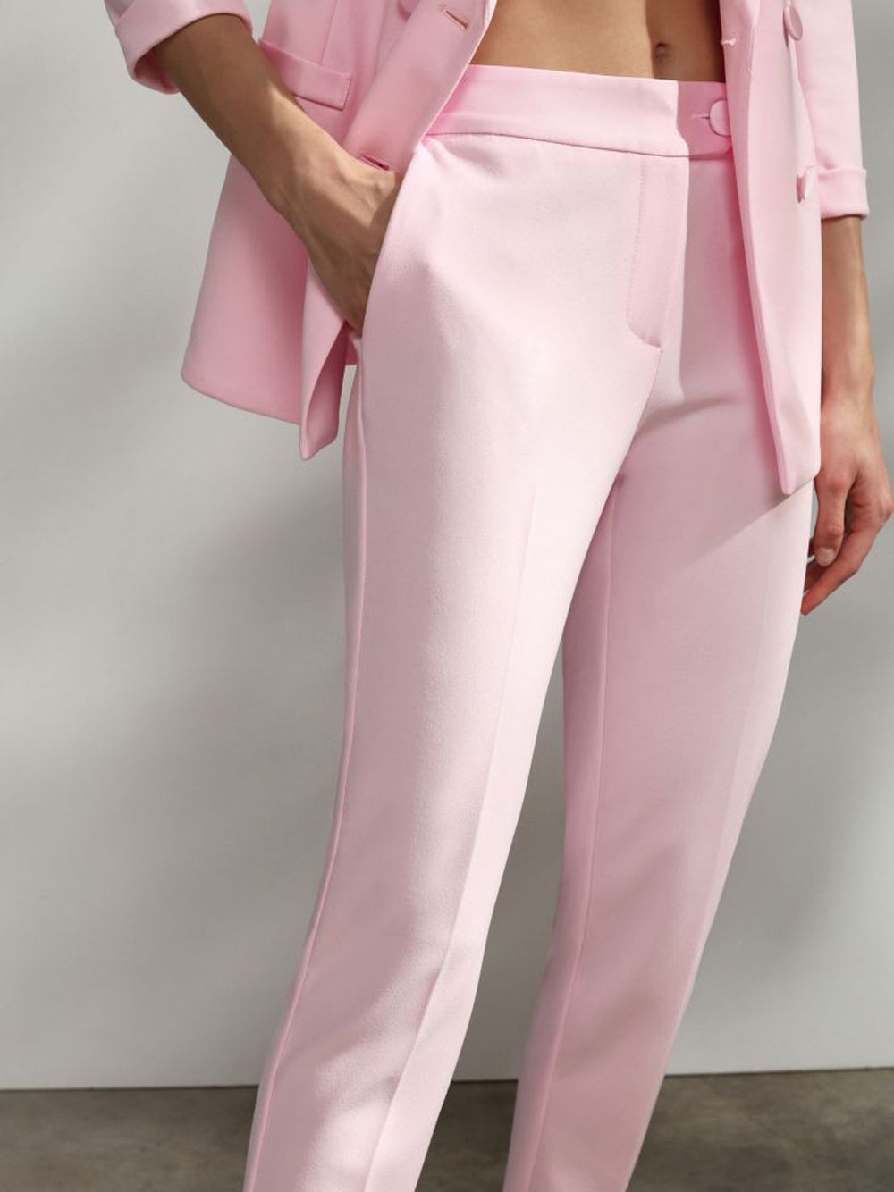 IMPERIAL D Pantaloni a sigaretta con dettaglio in raso rosa