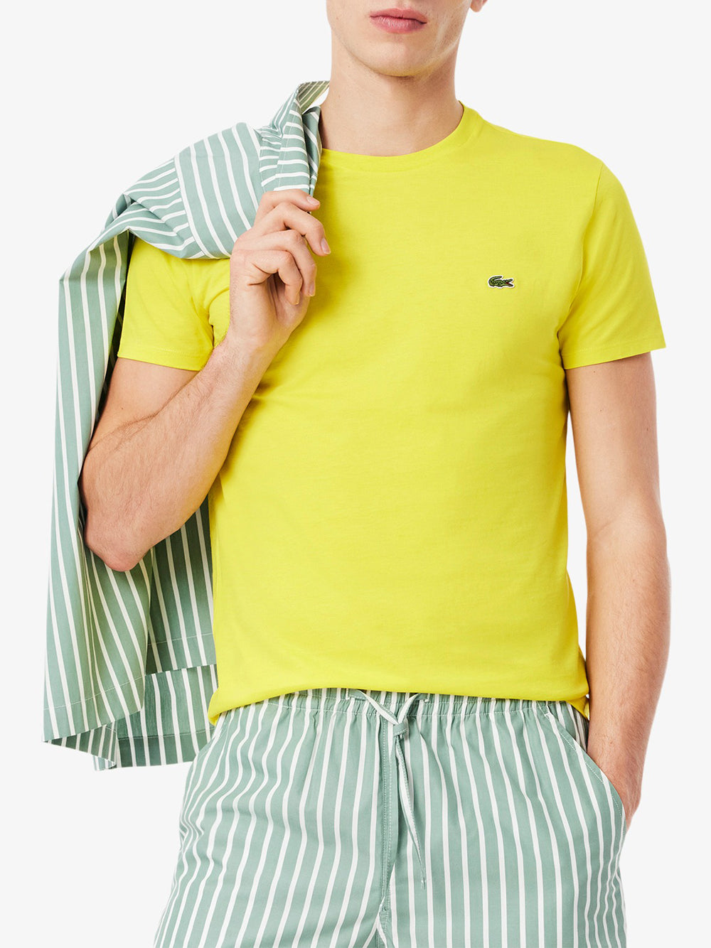 LACOSTE U T-shirt basic logo coccodrillo giallo