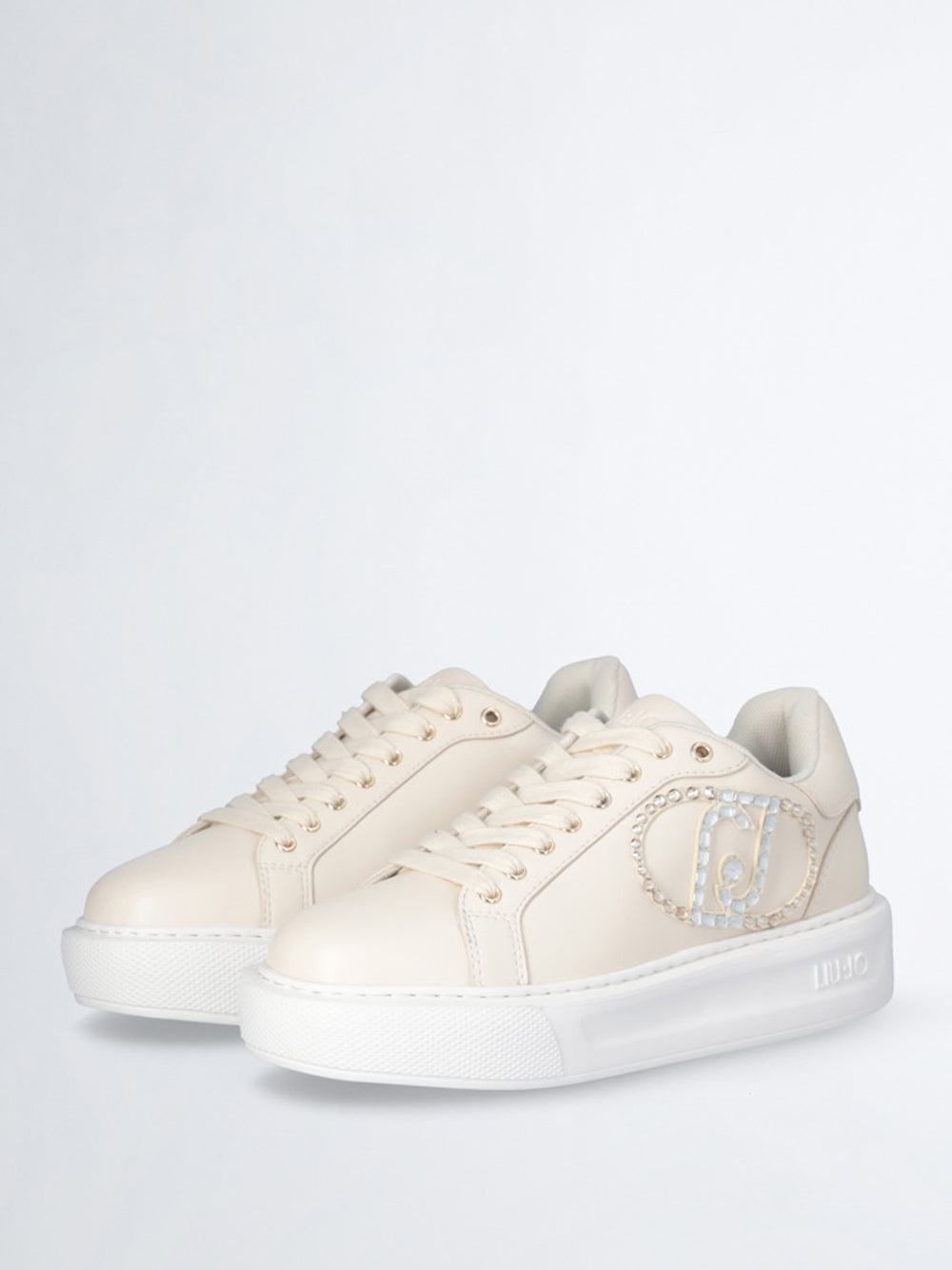 LIU JO SPORT SHOES Sneakers con logo gioiello strass Kylie 32 avorio
