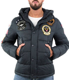 Piumino con patch applicate
