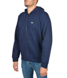 Felpa full zip con cappuccio con piccolo logo coccodrillo