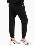 AX ARMANI D Pantaloni tuta con logo strass nero