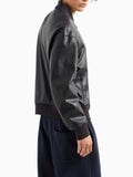 AX ARMANI U Bomber in ecopelle con logo nero