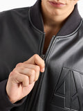 AX ARMANI U Bomber in ecopelle con logo nero