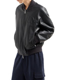 AX ARMANI U Bomber in ecopelle con logo nero