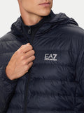 EA7 U Piumino cappuccio 100 grammi con logo blu