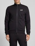 EA7 U Felpa zip collo alto con piccolo logo nero