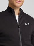 EA7 U Felpa zip collo alto con piccolo logo nero
