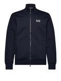EA7 U Felpa zip collo alto con piccolo logo blu