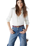 EMMEMARELLA1 Camicia in tessuto lucido basic bianco