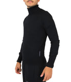 J RICHMOND U Maglioncino collo alto lupetto con etichetta logo nero