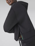 LACOSTE D Felpa cropped sportiva con spacchi nero