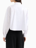 AX ARMANI D Camicia cropped in cotone bianco