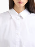 AX ARMANI D Camicia cropped in cotone bianco