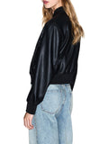 AX ARMANI D Bomber in ecopelle con dettagli in maglia nero