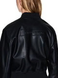 AX ARMANI D Bomber in ecopelle con dettagli in maglia nero